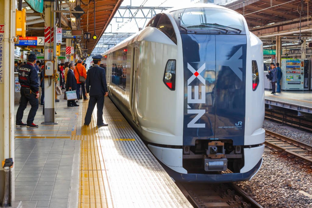 Narita Express at Ikebukuro Station in Tokyo