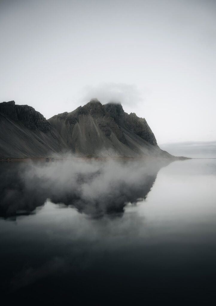 mountains, road trip, vacation, summer, landscape, scenery, fog, nature, clouds, water, reflection, waterfall, reykjavik, iceland, aesthetic wallpaper, phone wallpaper