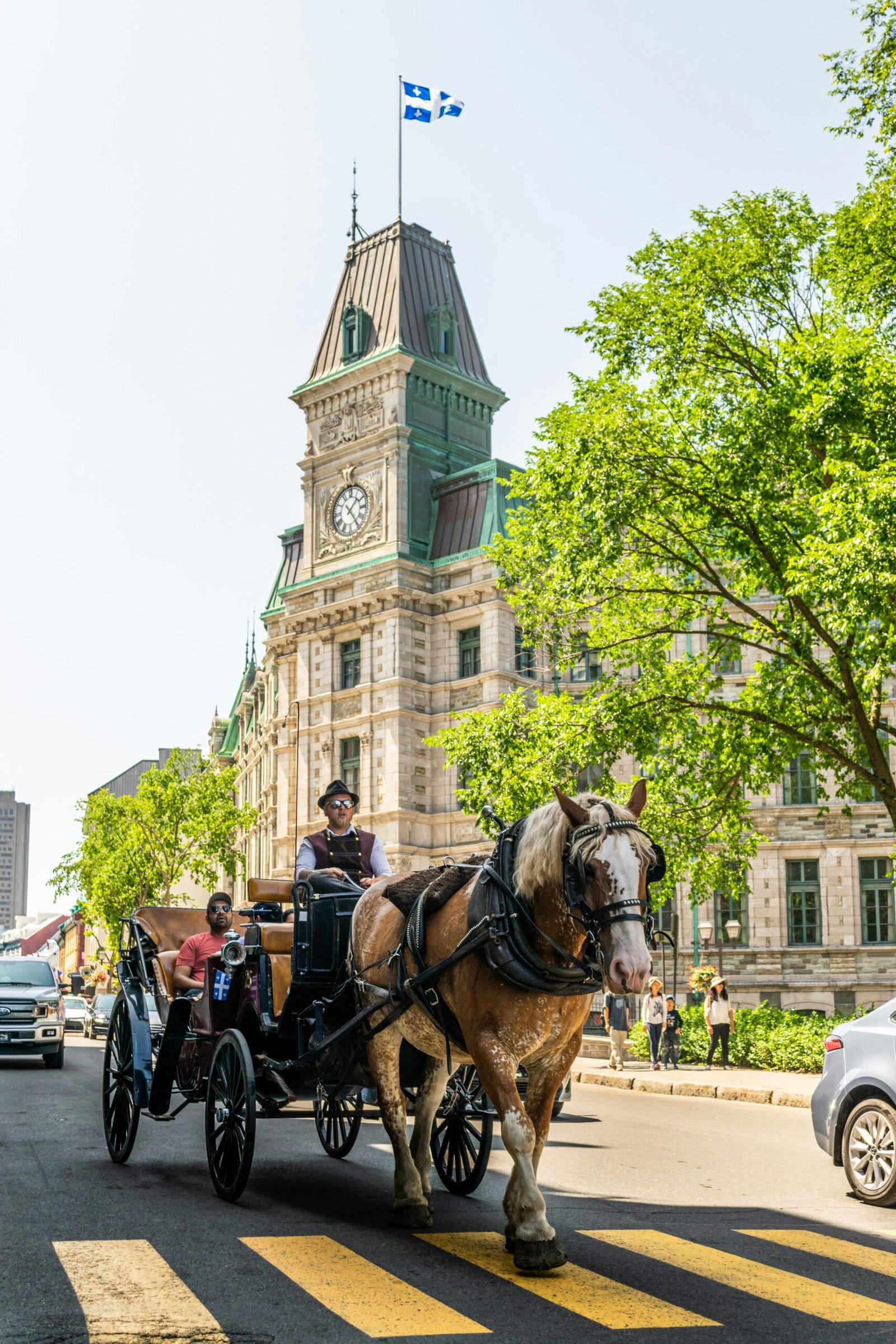 pexels-photo-2887578-2887578 A horse-drawn carriage passes by the historic city hall in Quebec City, Canada.