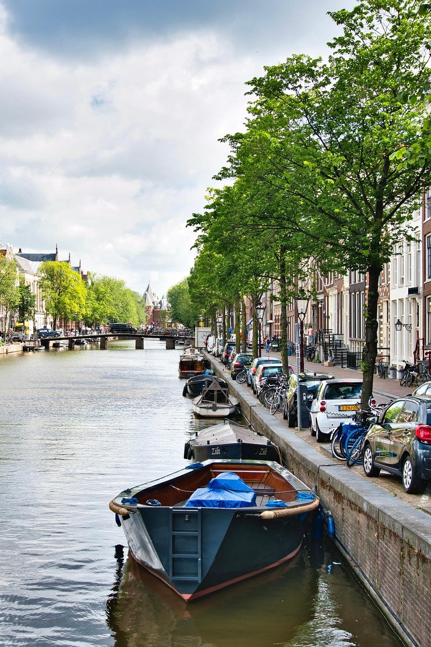 boat, canal, amsterdam, marine, cityscape, urban