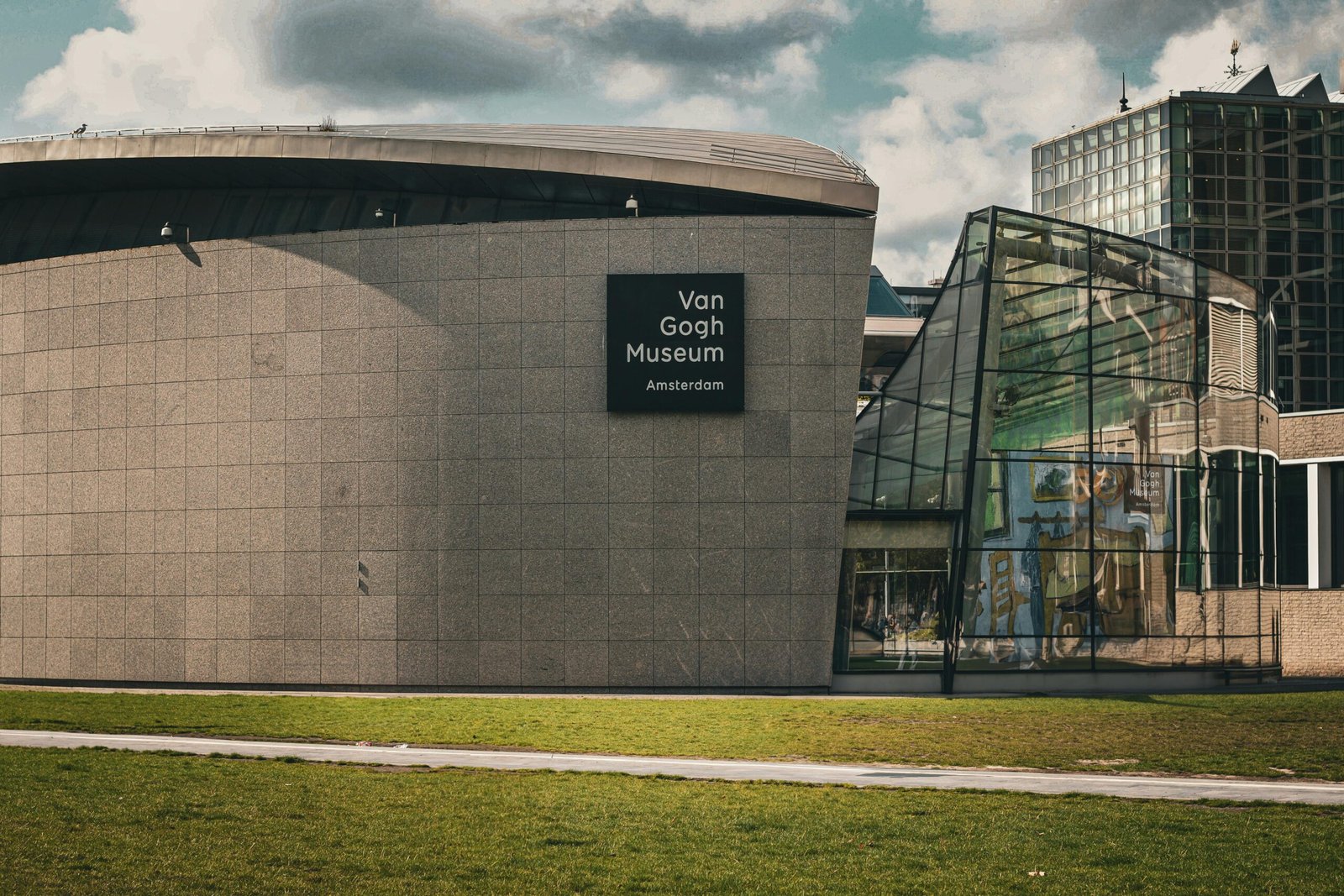 Exterior view of Van Gogh Museum highlighting modern architecture in Amsterdam.