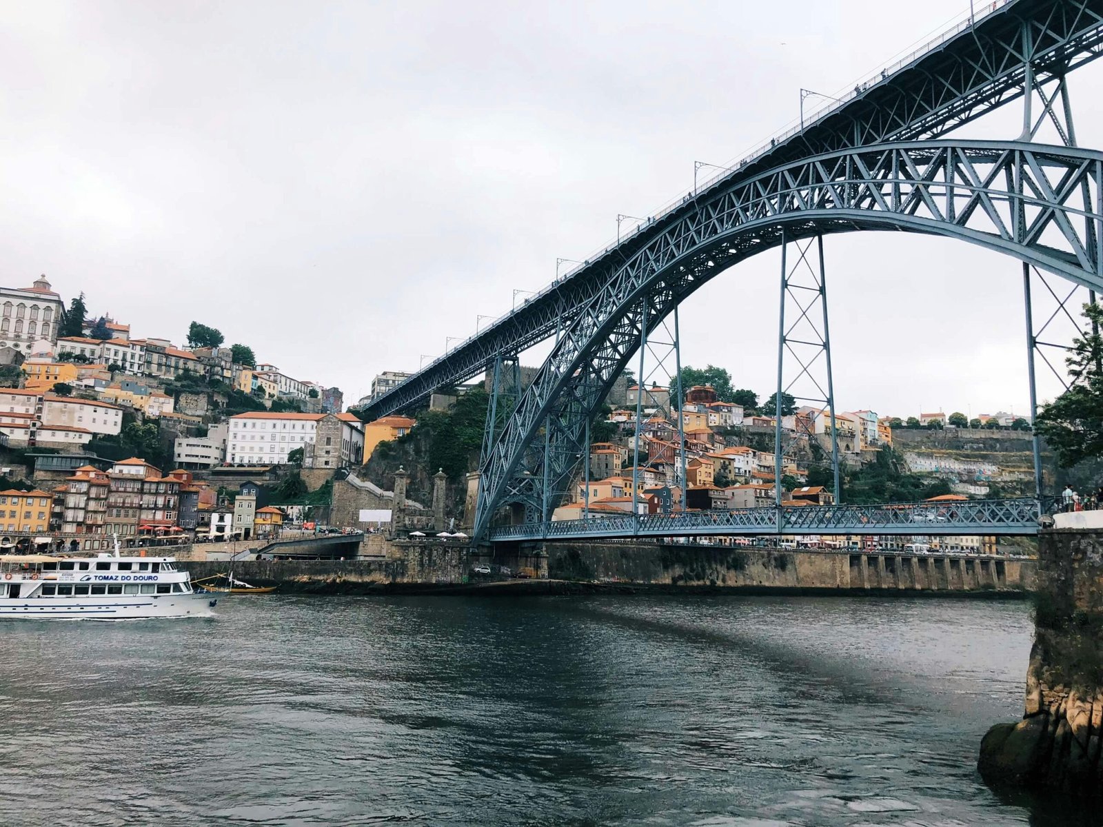 Scenic view of Dom Luís I Bridge over the Douro River in Porto, Portugal.
